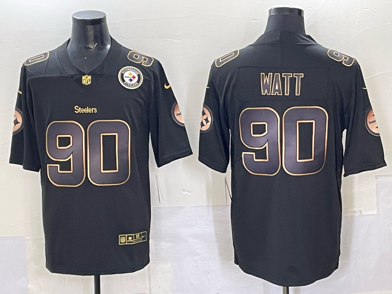 Men Pittsburgh Steelers 90 Watt Black Nike Limited NFL 2025 Jersey style 01